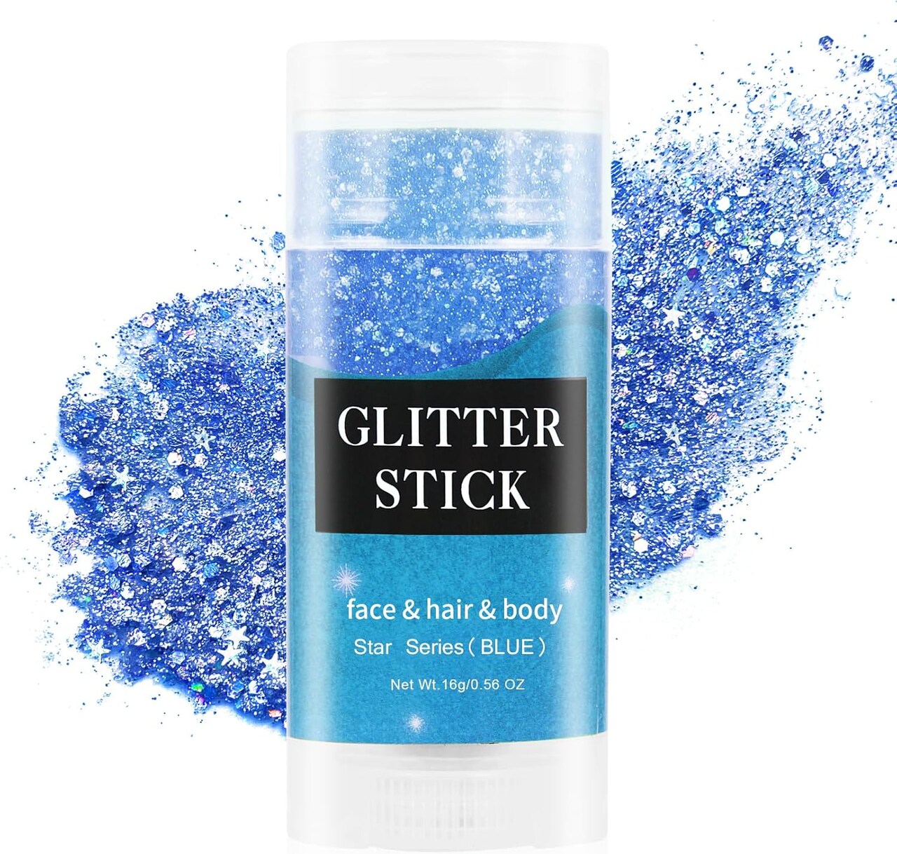 Blue Face & Body Glitter Stick – Mermaid Chunky Glitter for Hair, Face, Festival & Rave Makeup, Waterproof Sparkle for Women (blue body glitter stick)